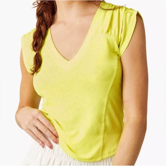 Tops - FP Movement True North V-Neck Ruched T-Shirt - Highlighter Size M